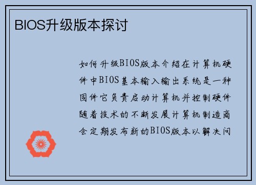 BIOS升级版本探讨